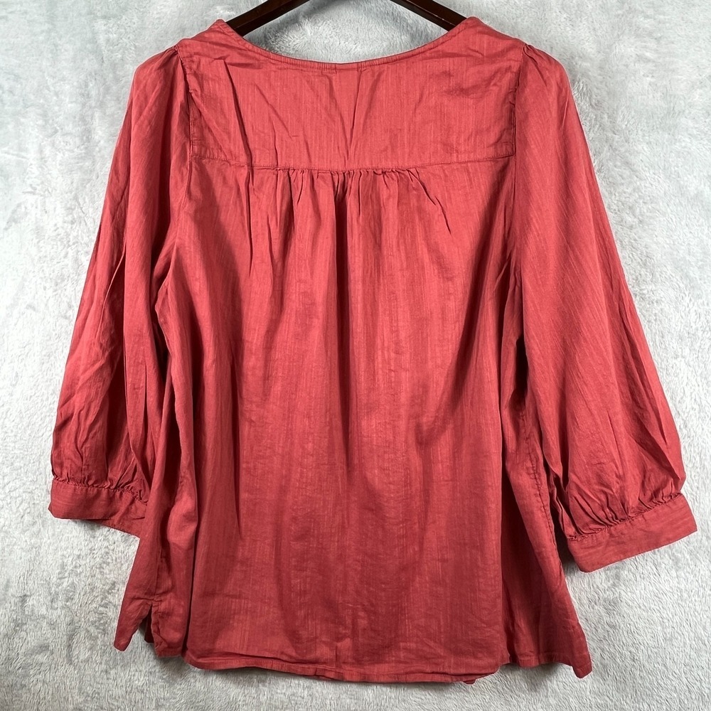 Old Navy Womens XL Embroidered Square Neck Top Red Sumac Cotton Boho Peasant - Picture 4 of 10